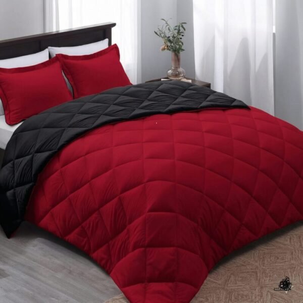 Reversible Burgundy & Black Duvet Set