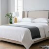 hotel quality white bedding set king size with gray throw blanket | 5 star luxury