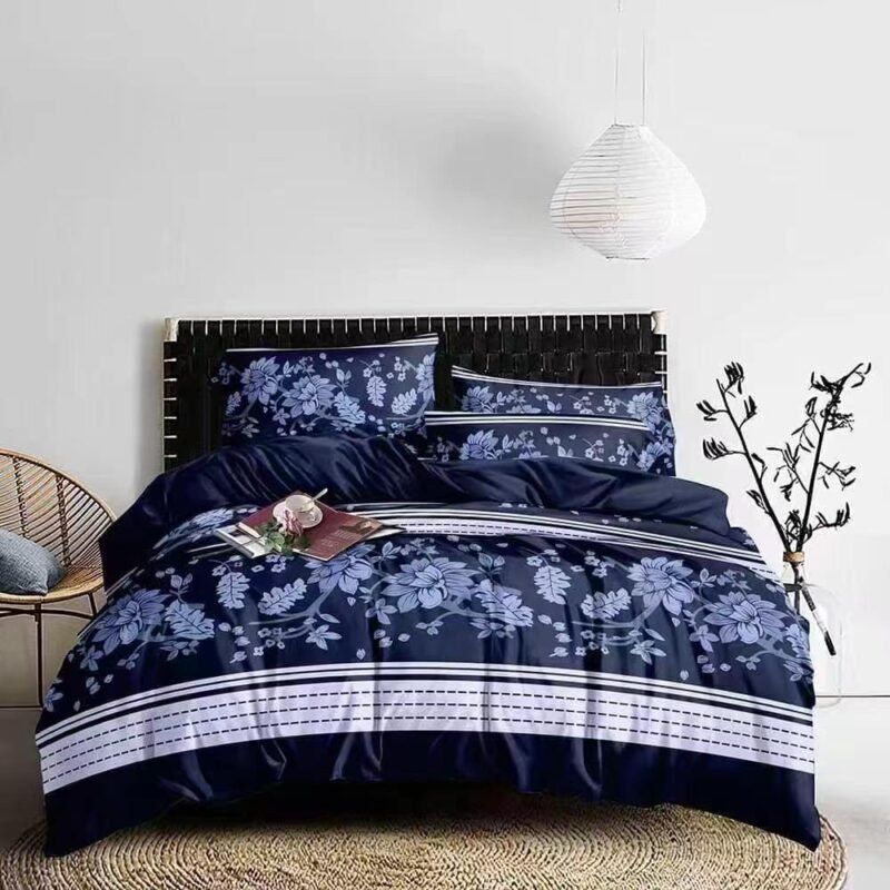 Navy Blue Floral Duvet Set