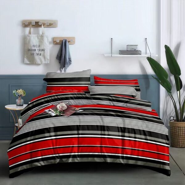 red & black striped duvet cover set — modern king size bedding