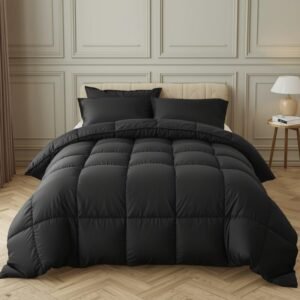 uxury duvet set charcoal black comforter extra high loft heavil 0 (1)