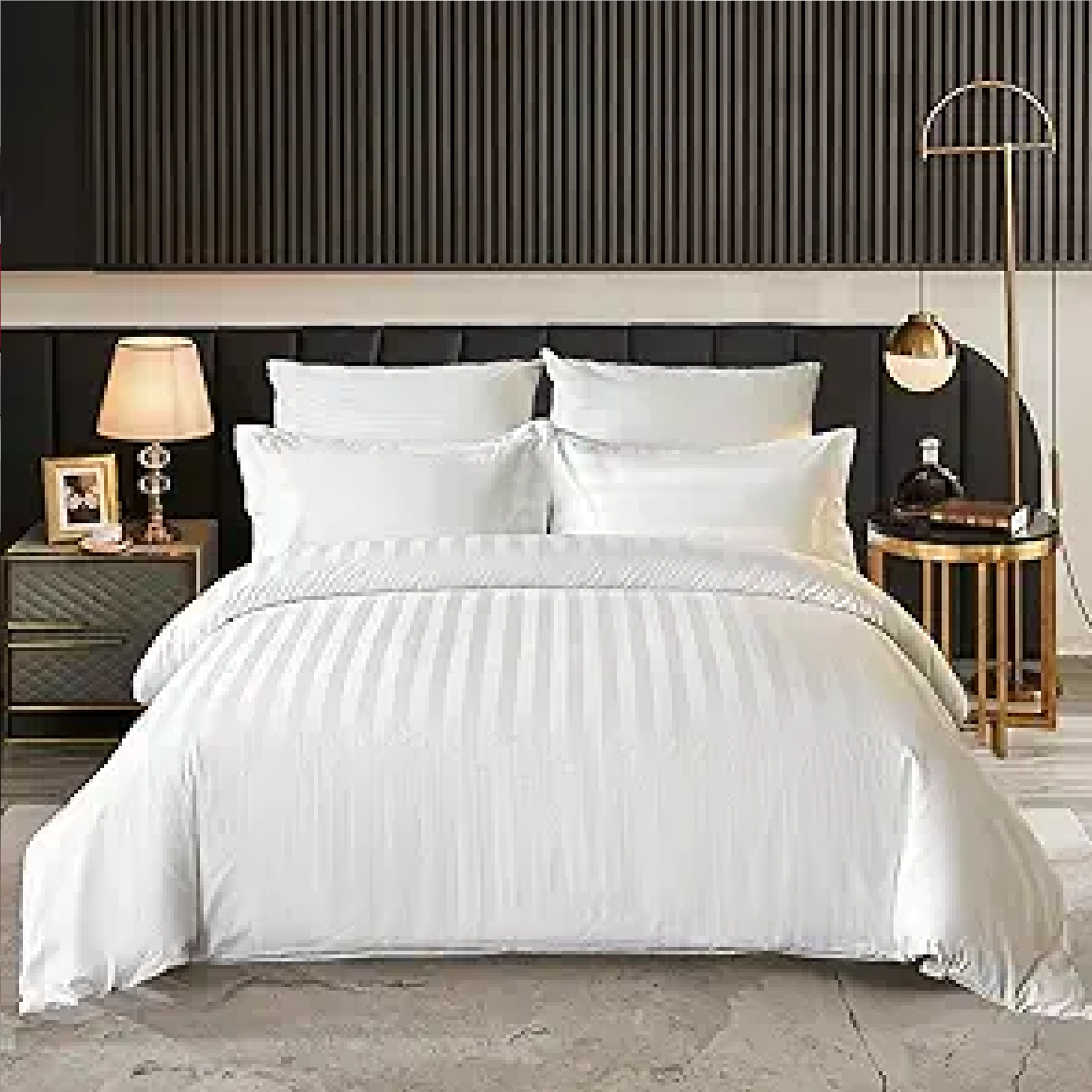 White Bold Stripe Duvet Set Nigeria