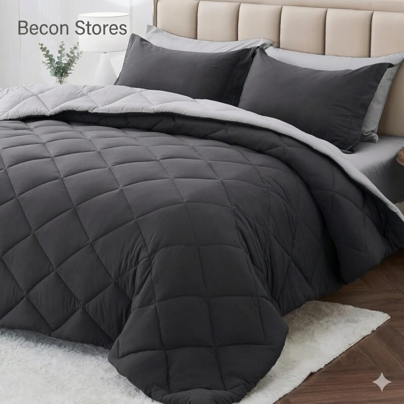 reversible charcoal duvet set: moody & minimalist | becon stores