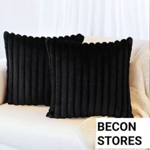 black fluffy braided pillow: soft luxury square cushion
