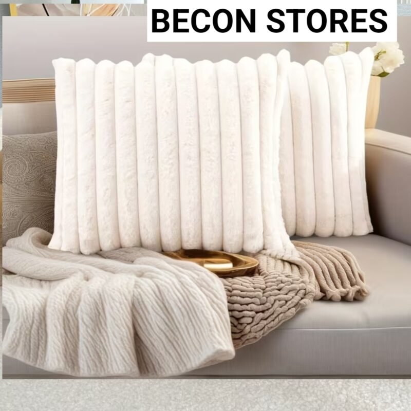 Cream Fluffy Braided Pillow