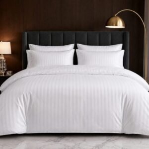 white stripe bedsheet and duvet set 6by6