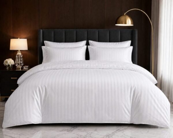white stripe bedsheet and duvet set 6by6