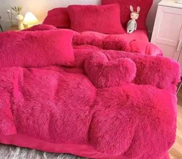 hot pink fluffy fur duvet set nigeria 4by6 6by6 7by7