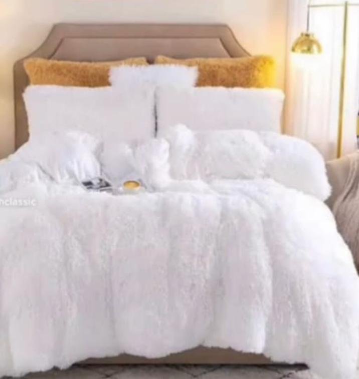 Buy White Fluffy Fur Duvet Set 4by6 6by6 7by7
