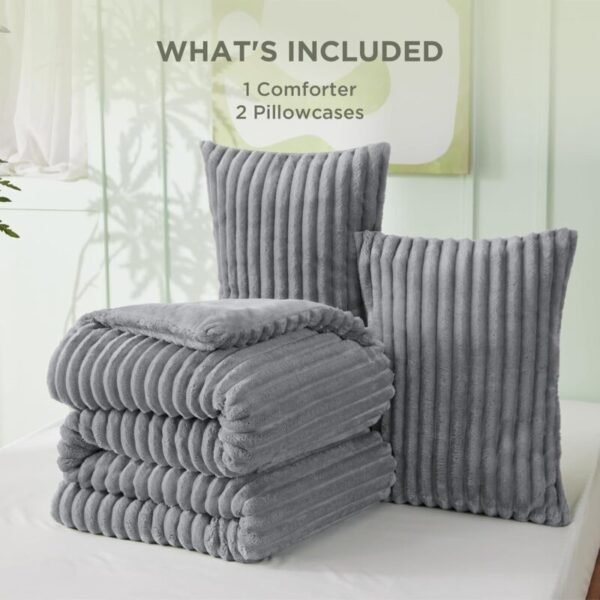 grey cut plush fur bedsheet and duvet set 7by7
