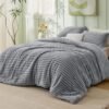 grey cut plush fur bedsheet and duvet set 7by7