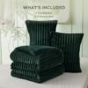 forest green cut plush fur bedsheet and duvet set