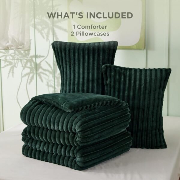 forest green cut plush fur bedsheet and duvet set