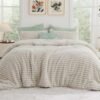 cream cut plush fur bedsheet and duvet set 4by6 6by6