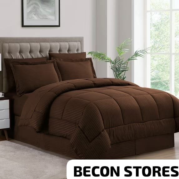 brown comforter set – soft striped bedding