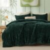 forest green cut plush fur bedsheet and duvet set