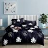 navy blue white lotus floral duvet set | elegant bedding